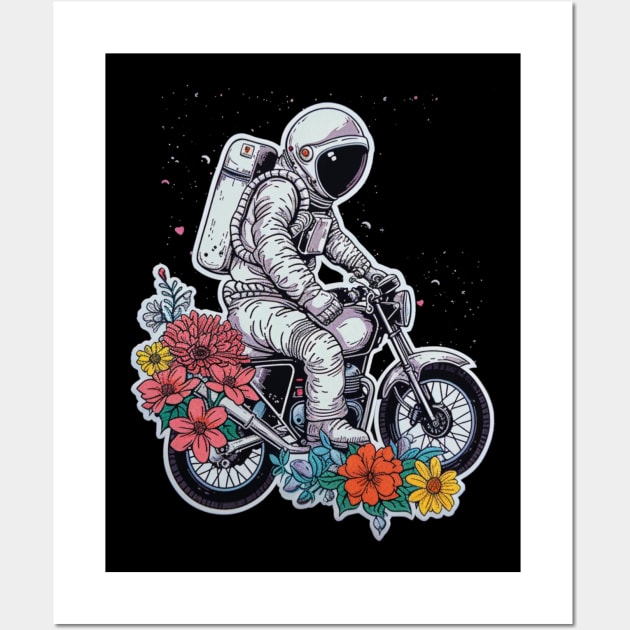 astronauts riding a motobike Wall Art by BDXTNG